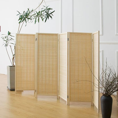 Furnnylane 6 Panel Short Room Divider Screen, Small Bamboo Panel Divider - Image 3
