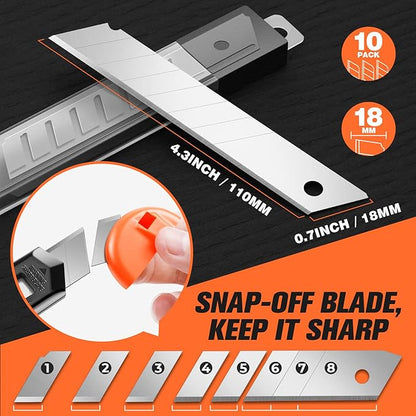 JOYUMY 3 Pack Utility Knife Box Cutter Retractable, Compact Box Knife - Image 3