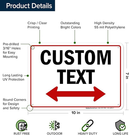 Custom Arrow, Custom Directional Sign, Two Way Arrow, 7x10 Inches, 55 mil thick - Image 6
