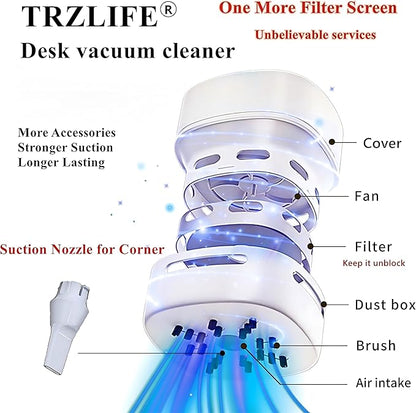 TRZLIFE Desk Vacuum Cleaner, Upgraded Mini Desktop Vacuum AA Battery More - Image 2