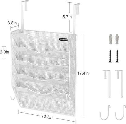Wall File Organizer, 5 Tire Hanging File Folder Organizer, Vertical Mesh Metal - Image 6
