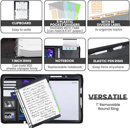 KLLVE Clipboard with Storage for Men Women, Leather Padfolio Portfolio with - Image 3