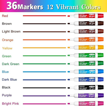 SUQJOY Dry Erase Markers, Bulletl Tip Whiteboard Markers, Low Odor Thick Dry - Image 2