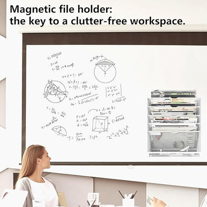 KZWKRG 6 Tier Magnetic File Holder, Large Capacity Mesh Hanging Wall Organizer - Image 9