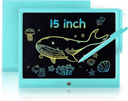 LCD Writing Tablet for Kids, 15 Inch Colorful Electronic Doodle Board, by ERUW