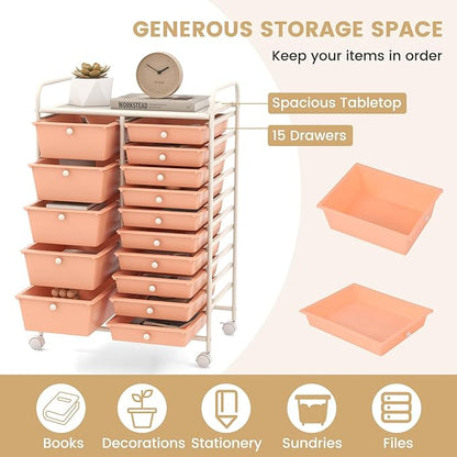 LDAILY 15 Drawer Rolling Storage Cart, Rolling Cart - Image 4