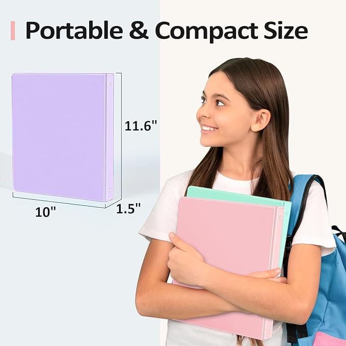 BinderX Extra Durable 1.5 Ring Binder, Round Ring 1.5 Inch Binders, Fits 325 - Image 6