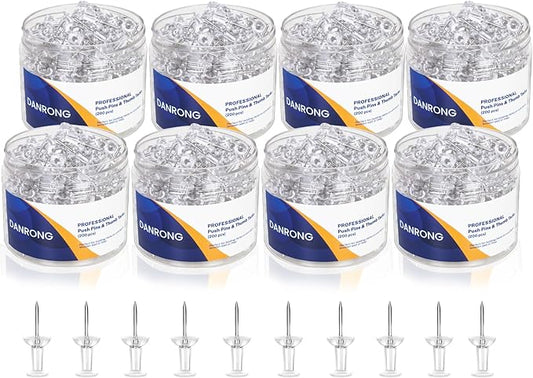 DANRONG 1600 PCS Clear Push Pins, Standard Thumb Tacks by DANRONG