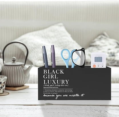 Exqcom Black Girl Luxury Inspirational Pen Pencil Holder, Desk Accessories Gifts - Image 2
