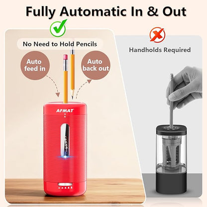 AFMAT Electric Pencil Sharpener, Fully Automatic Pencil Sharpener, Auto in & Out - Image 2