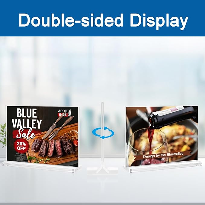 BlueValley Clear Plastic Flyer Sign Holder 8.5 x 11 Standing, Double Sided - Image 3