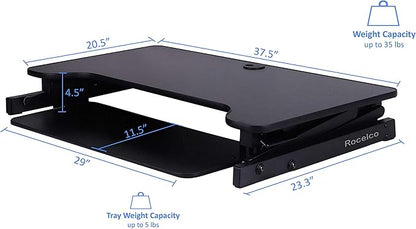 Rocelco 37.5" Deluxe Height Adjustable Standing Desk Converter - Image 2