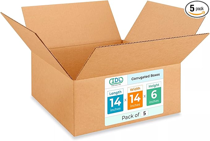 Medium Moving & Shipping Boxes 14 x 14 x 6 inches by IDLPackaging