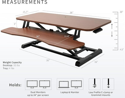 VIVO 36 inch Desk Converter, K Series, Height Adjustable Sit to Stand Riser - Image 3