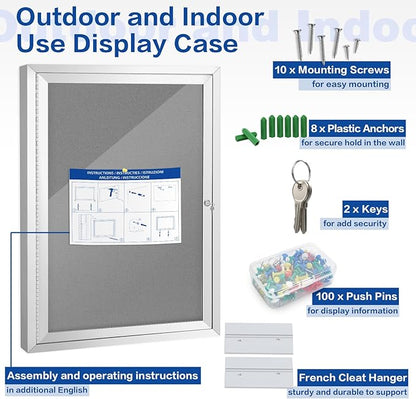 SWANCROWN Enclosed Bulletin Board Grey Felt Displays Boards Weather Resistant - Image 5