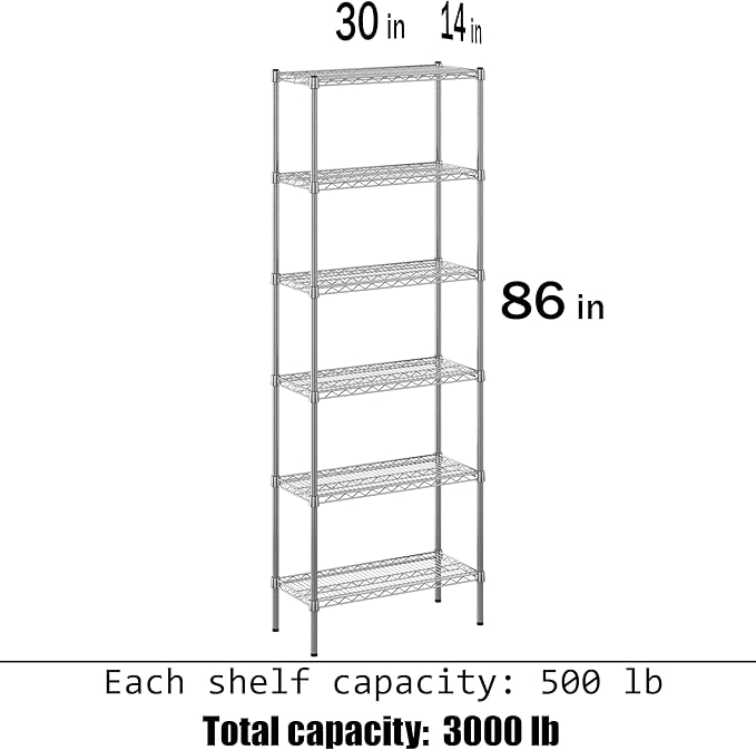 Regal Altair 14" Deep x 30" Wide x 86" Height Wire Shelving Kit | 6-Tier | NSF - Image 3
