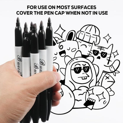 Buecs Permanent Markers, Fine Point, Waterproof & Smear Proof Markers, Quick - Image 7