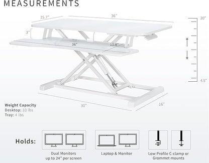 VIVO 36 inch Desk Converter, K Series, Height Adjustable Sit to Stand Riser - Image 3