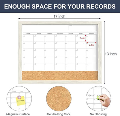 Calendar Whiteboard for Wall, TANKEE 17x13 Inches Whiteboard Calendar Cork - Image 4