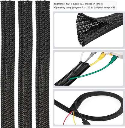ZIIYAN 163 PCS Cable Management Kit, 3 Wire Organizer Sleeve, 8 Self Adhesive - Image 4