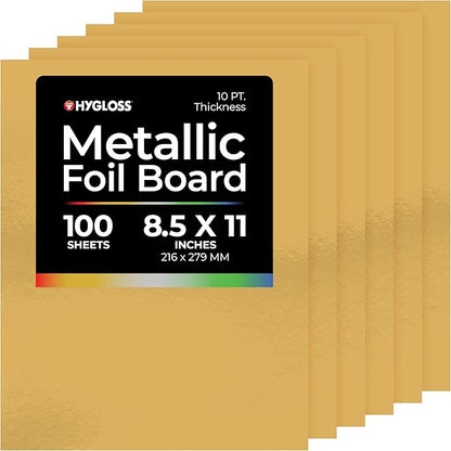Hygloss Metallic Cardstock Sheets – 100 Matte Gold Sheets, 8.5” x 11” by HyglossProductsInc