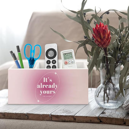 URLLUAE Preppy Pink Aura Inspirational Wooden Pen Pencil Holder - Image 5
