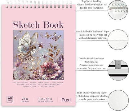 Fuxi Coloring Books for Girls, 60 Sheets Blank Sketch Book + 50 Designs Blank - Image 3