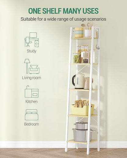 Hzuaneri Ladder Shelf, Bookshelf Bookcase, Freestanding Corner Storage Shelve - Image 6