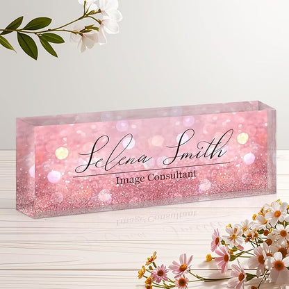 Personalized Name Plate for Desk, Custom Acrylic Desk Name Sign, Office by Unknown