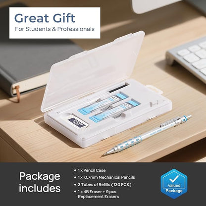 Nicpro Blocky Gear 0.7 mm Mechanical Pencils Set in Case, Metal Pencil - Image 6