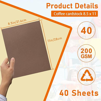 Guakicae 40 Sheets Coffee Color Cardstock 8.5 x 11 Craft Paper, 75lb - Image 2