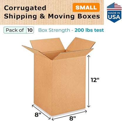 Small Moving & Shipping Boxes 8x8x12 inches - Image 2
