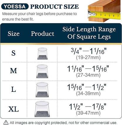 32 Pcs Square Chair Leg Floor Protectors, Stay-On Tight Fit Design, - Image 4