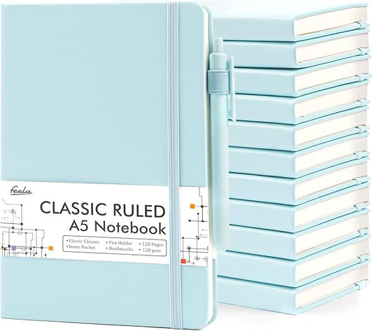 feela 12 Pack Notebooks Journals Bulk, Hardcover Notebook Classic Ruled Lined by feela
