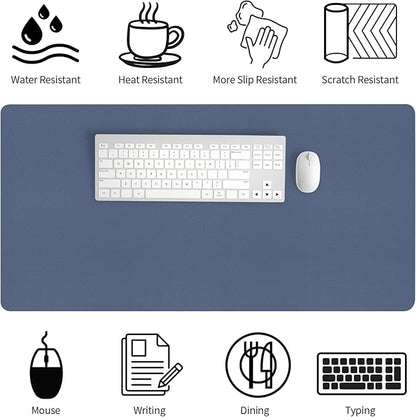 Bloss Grey Blue Desk Mat, Leather Desk Matt - Image 4