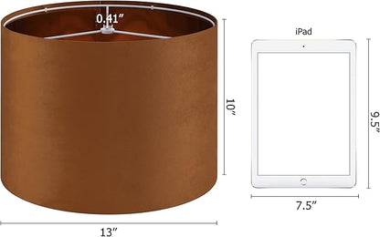 GO&SO 1 PCS Burnt Orange Velvet Drum Lamp Shade, Modern Replacement Lamp Shades - Image 2