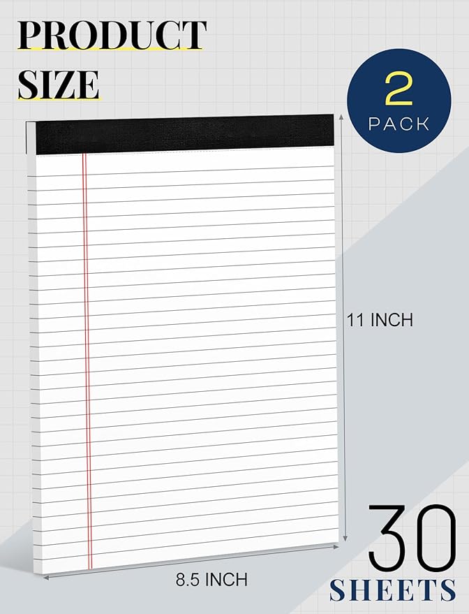 Legal Pads 8.5 x 11 White Note Pads 8.5 x 11 In 2 Pack Notepads 8.5 x 11 - Image 2