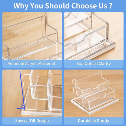 NIUBEE Clear Business Card Holder 2 Tier Acrylic Business Card Stand, 2 Slots - Image 5
