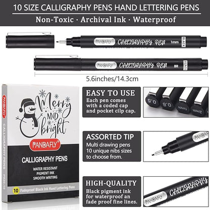 PANDAFLY Calligraphy Pen, 10 Size Calligraphy Pens - Image 2