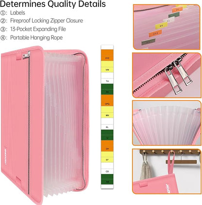 ENGPOW Accordion File Organizer, Fireproof 13 Pockets Expanding File Folder - Image 4