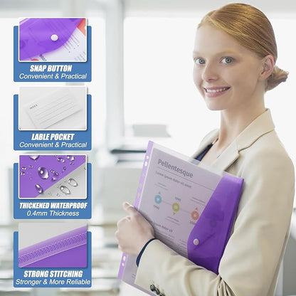 Binder Pocket Organizer Folders, 12 Pack Expandable Files Bag Plastic Envelopes - Image 4