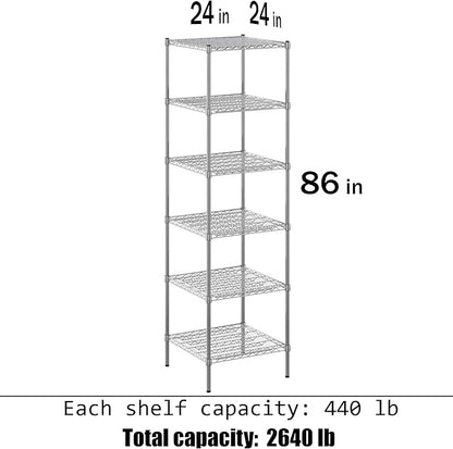 Regal Altair 24" Deep x 24" Wide x 86" Height Wire Shelving Kit | 6-Tier | NSF - Image 3