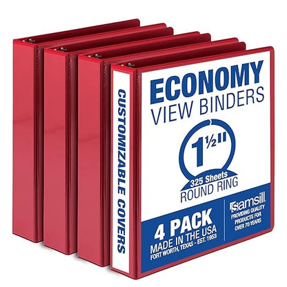 Samsill 1.5 Inch 3 Ring Binders, Made in USA, Economy Round Ring, 325 Sheet by Samsill