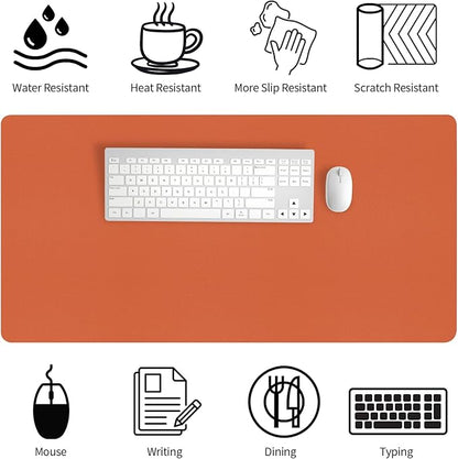 Bloss Orange Desk Mat 31.5"x15.7", Waterproof Large Desk Pad, Leather Desk Matt - Image 3