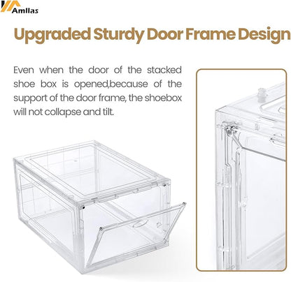 Amllas 12 Pack Clear Shoe Boxes Stackable, Shoe Storage Boxes - Image 5