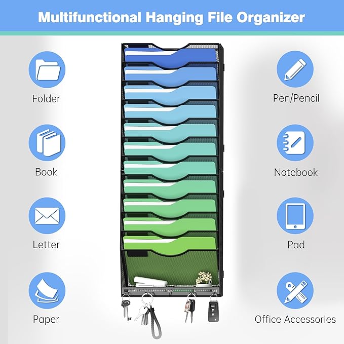 Kuntine.B Wall File Organizer Office Hanging Magazine Holder Wall File Organizer - Image 4
