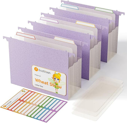 Extra Capacity Hanging File Folders, 4.72" Reinforced Wheat Straw Expanding by EcoStash