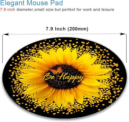 IMAYONDIA Round Mouse Pad, Sunflower and Butterfly Mouse Pad, Inspirational - Image 2
