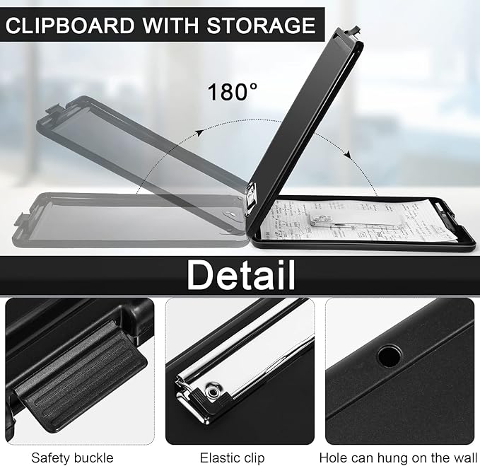 Geyee 8 Pcs Clipboard with Storage Plastic Foldable Nursing Clipboard Storage - Image 3
