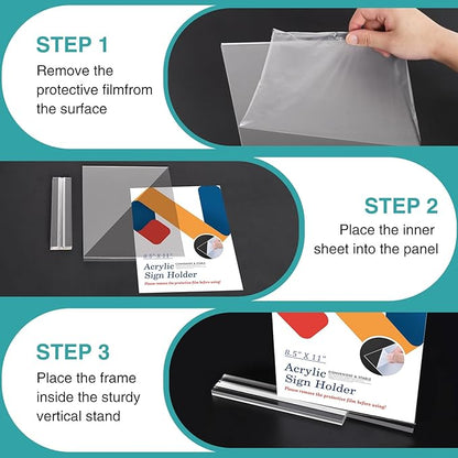 Relx 12 Pack Acrylic Sign Holder 8.5 x 11, Vertical T Shape Plastic Sign Holder - Image 4